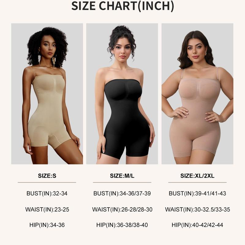 Mobeso Women‘s Seamless Bodysuit  Convertible Strapless/Off-Shoulder Shapewear with Compression Tummy Control & Removable Straps Minimalist Womenswear