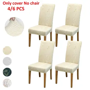 4pcs/6pcs Printed Chair Covers, Soft Comfortable Fabric, Leaf Floral Geometric Wood Grain Patterns, Detachable Easy Wash, Restaurant Office Hotel Decor