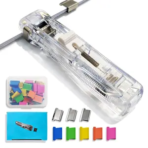 2-in-1 Portable Binder stapler with 100 pcs Small Binder Clips – No-Hole, Reusable Paper Organizer for Office, School & Home, Non-Destructive File Fastener