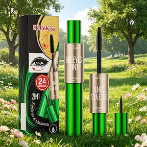 HelloKiss 2 in 1 Mascara & Eyeliner Set 24H Long Lasting Waterproof Eye Makeup for Lash Volumizing & Precise Eye Lining