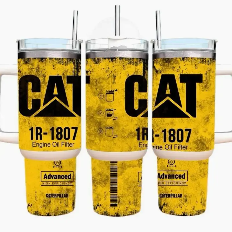 Popular Cat Oil Tumbler 40oz Stainless Steel Handmade Lid Straw Bottle Drinkware Water Bottles Cup Mug Portable Bottled Washable Reusable Insulated Flasks Mechanic Trucker Travel