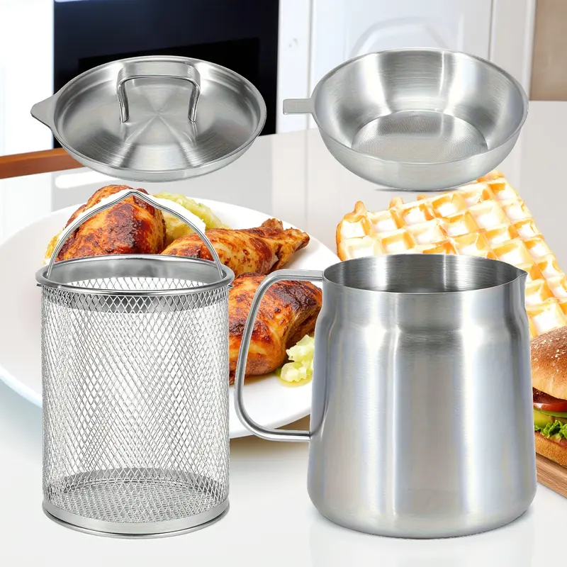 Smoohh Pot Huile Multifonction 2-en-1 Inox 304 - Filtre Et Récipient 2L Pour Cuisine Et Camping
