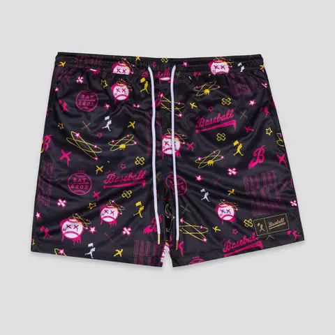 Bat Bros Men's Diamond Air Mesh Shorts - Baseball, Streetwear & Menswear Style, Bad Day Flag Design, Breathable Mesh Fabric, Pocket-Equipped Athletic Casual Bottoms