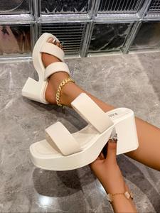 women's fashionable plain color chunky sandals, casual comfortable platform sandals for summer, lightweight breathable shoes for daily wear, girl, ladies sandals 2025