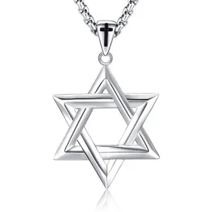 DRINSPER S925 Jewish Star Of David Pendant 925 Sterling Silver Necklace With Stainless Steel Chain Religious Jewelry Gift For Men Women  For Christmas Anniversaries
