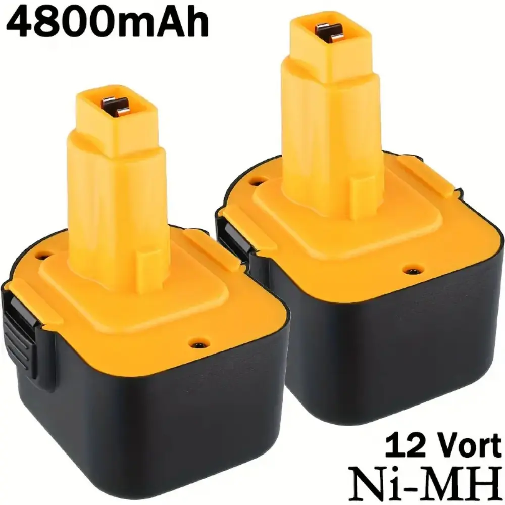 Upgraded High-Capacity 4.8Ah Ni-Mh 12V Replacement Battery 2-Pack for DeWalt 12V Power Tools, Compatible with DC9071 DW9071 DW9072 DE9037 DE9074 DE9075