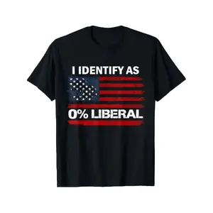 [100% Cotton] 100% Cotton I Identify As 0% Liberal Funny Quote 0 Percent Liberal 0% T-Shirt Interesting Graphic T-shirt Series Men's Round Neck Short Sleeved Casual Top Suitable for Wearing in Various Occasions The Perfect Carnival Gift for Boyfriend Dad