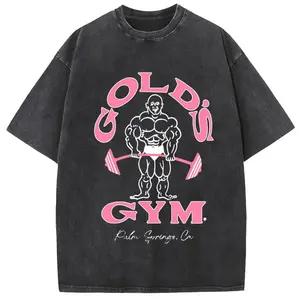 180g[100%cotton]Holafish Oversize Acid Wash Vintage GOLD'S GYM T-Shirt, Heavyweight Cotton Streetwear graphic vintage tees Menswear Crewneck Tshirt good
