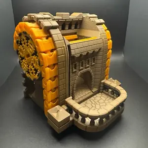 Dungeon Castle Dice Tower Medieval Style for DnD Tabletop RPG Fantasy Dice Tower with Internal Ramps and Front Exit Tray
