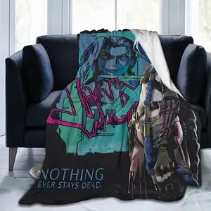 Ultra-Soft Arcane Anime Flannel Blanket - 100% Polyester All-Season Cozy Throw with Vibrant Character Artwork for Living Room Office Travel & Gifts