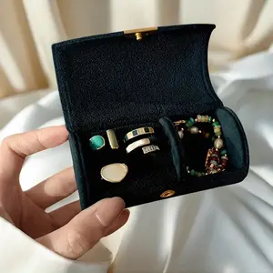 Mini Jewelry Organizer Box, 1 Count Portable Velvet Lined Jewelry Storage Box, Jewelry Organizer for Rings & Accessories, Perfect Gift for Mother's Day, Valentine's, Birthdays