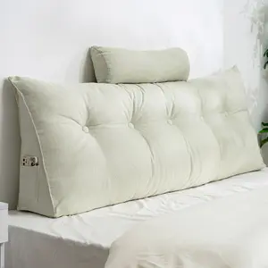 Cotton Soft Support Pillow Queen Size(59x19.6x7.8), Triangular Wedge Headboard Pillow, Bedside Pillow for Rest Reading, Lumbar Pad Pillow with Head Pillow for Bedroom Living Room, Bed Backrest Positioning Support