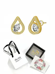 Gilded Teardrop · Star Diamond Studs Premium French-style teardrop earrings with 925 sterling silver posts and a delicate drawer jewelry box. Perfect gift for women for birthdays, Mother's Day, Valentine's Day, Christmas and anniversaries.