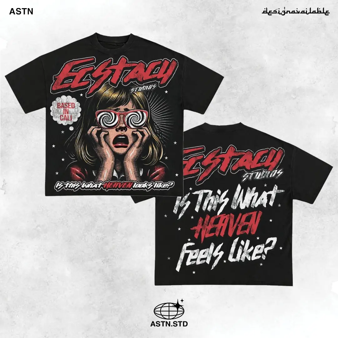 Y2K Graphic "Ecstacy Heaven Sound Like" Personalize Printed Tshirt Casual Cotton Menswear T-Shirt Top Small