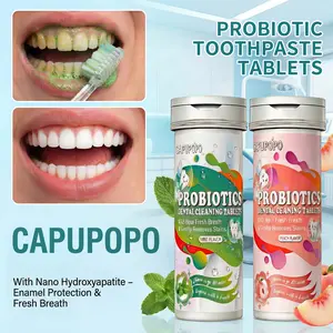 CAPUPOPO｜Lipstick-sized, easy-to-carry toothpaste tablets.| Nano Hydroxyapatite | Mouthwash | Teeth Whitening + Teeth Fresh Breath | Fluoride-Free & Eco-Friendly | Travel Portable daily bitetooth