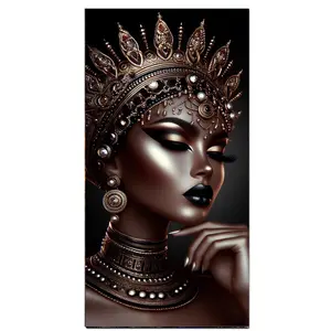 5D African Woman Diamond Art Painting Kits -Large Size DIY Diamond Art African American, Full Round Drill - Crystal Embroidery Cross Stitch - Adult Craft for Wall & Office Decor