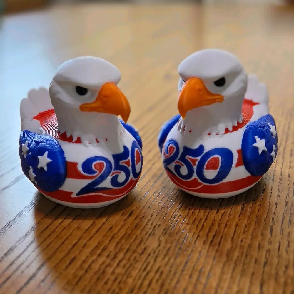 250th Liberty Eagle Duck Decor, 2.5 in Tall, 3D-Printed in Hard Plastic