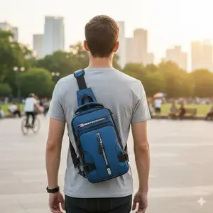 Lightweight Crossbody Sling Bag with Detachable Strap, Waterproof Oxford Fabric, Multi-Compartment with Hidden Anti-Theft Pocket & Phone Charging Section, Perfect for Daily Commute, Travel, and Urban Adventures - Versatile Unisex Bag.