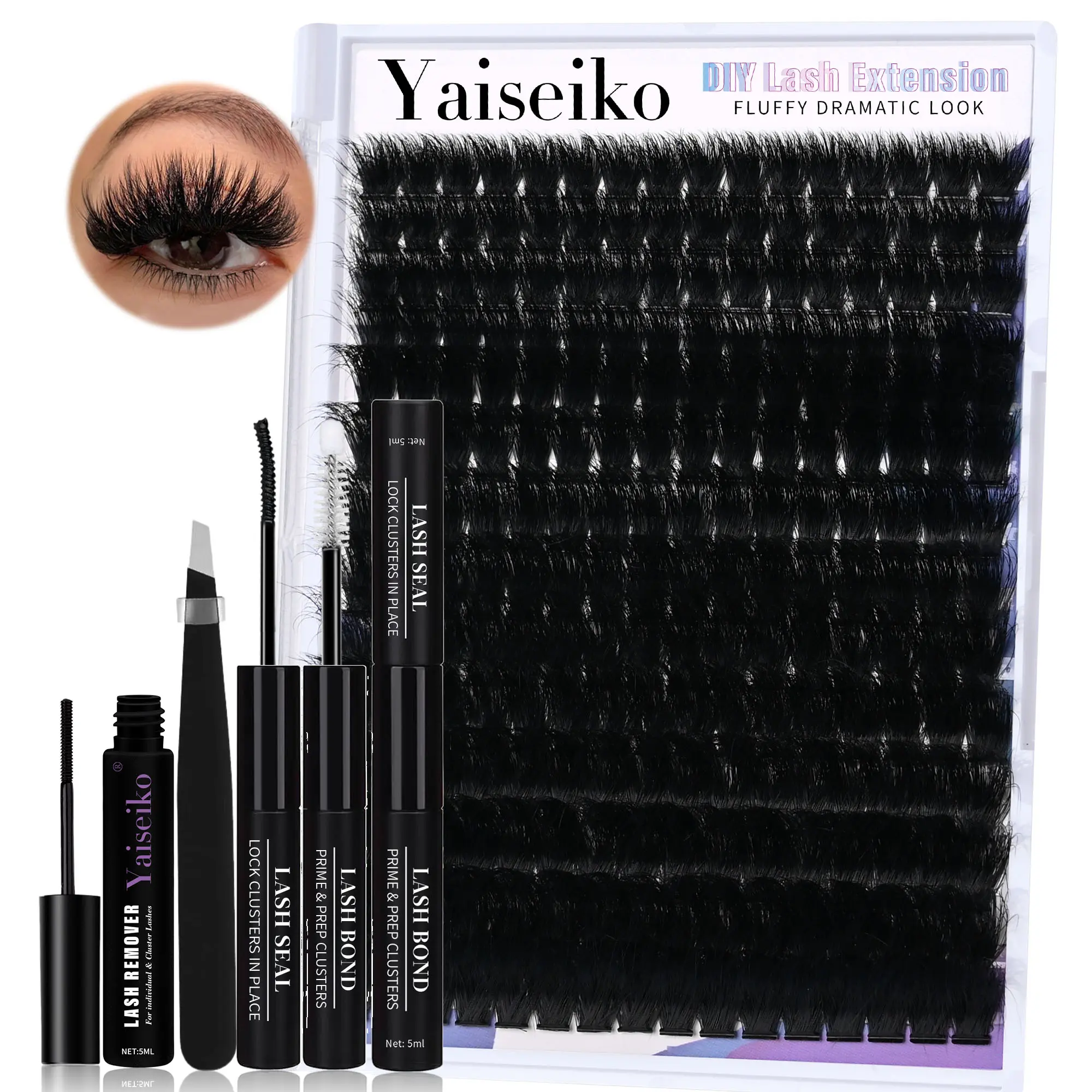 Yaiseiko Fluffy Lash Clusters 300D Thick Long 12-25mm Volume Cluster Eyelash Extensions 224Pcs Wispy Individual Lashes D Curl Waterproof Eyelash Clusters Soft False Eyelashes DIY at Home
