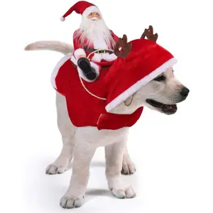 Santa Dog Costume Christmas Pet Clothes Santa Claus Riding Pet Cosplay Costumes Party Dressing Up Dogs Cats Outfit for Small Medium Large Dogs Cats