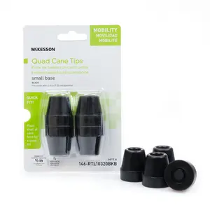 McKesson Replacement Quad Cane Tips – Black, 1/2" Diameter (4 per Box)