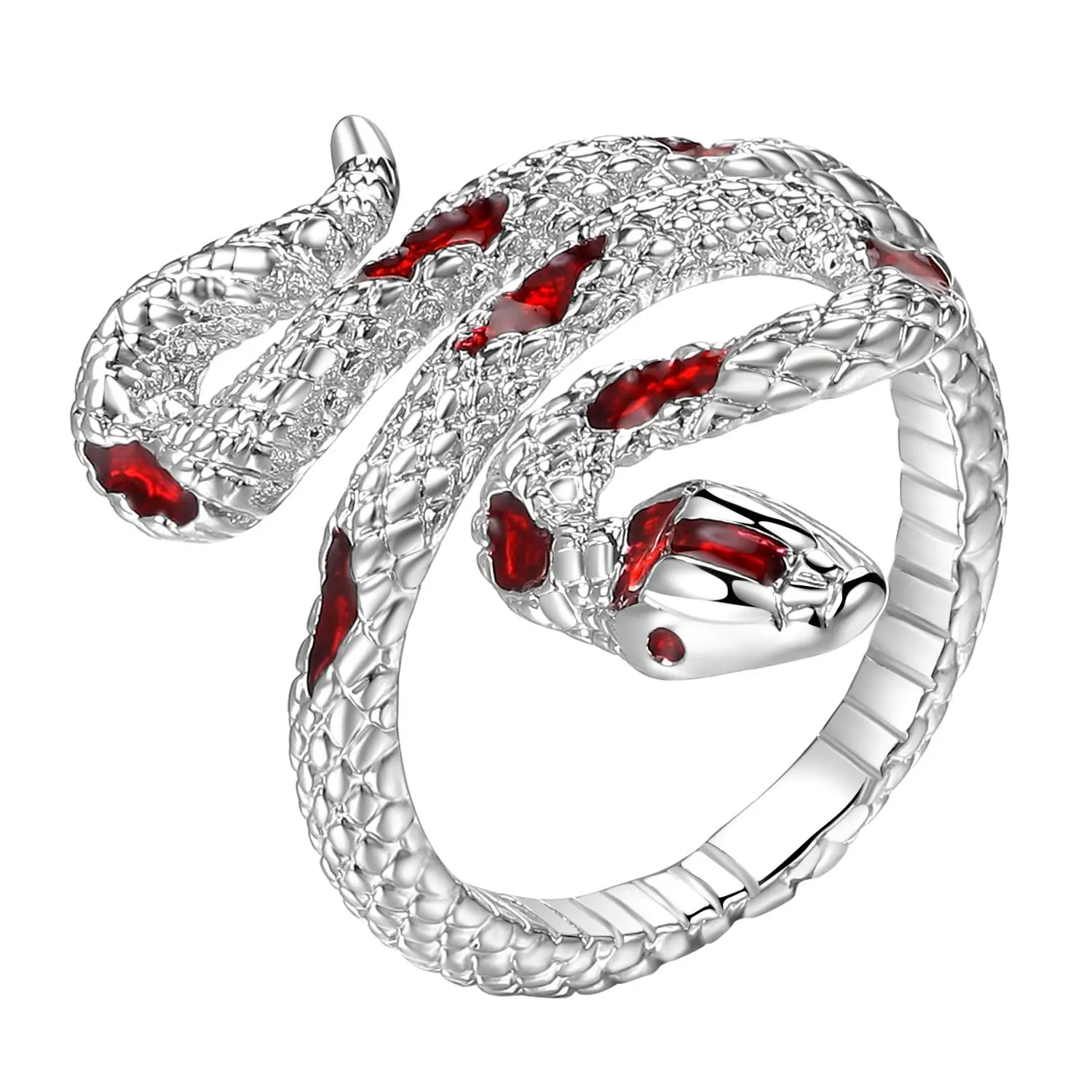 OIDEA Snake Ring for Women, Adjustable Open Rhinestone Diamond Snake Wrap Rings, Silver Tone Dainty Fidget Rings for Teen Girls Jewelry Gift