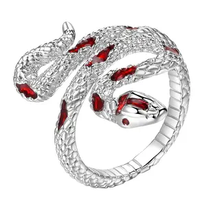 OIDEA Snake Ring for Women, Adjustable Open Rhinestone Diamond Snake Wrap Rings, Silver Tone Dainty Fidget Rings for Teen Girls Jewelry Gift