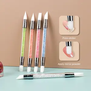 5 Piece Dual-Head Silicone Nail Art Pen Set, Multi-Shaped Tips, Easy Clean, Remove Gel/lift Strips/press Stickers/glitter Powder, Manicure, Nail Art Kits