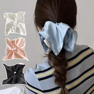 1 PC/2 PCS Stylish Square Hair Scrunchies for Women Big Scrunchy Satin Solid Color Elastic Hair Bands for All Hair Types and Christmas Presents