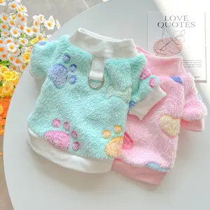Autumn New Flannel Warm Skin-Friendly Pet Clothing Dog Cat Teddy Bichon Pomeranian Leash Vest