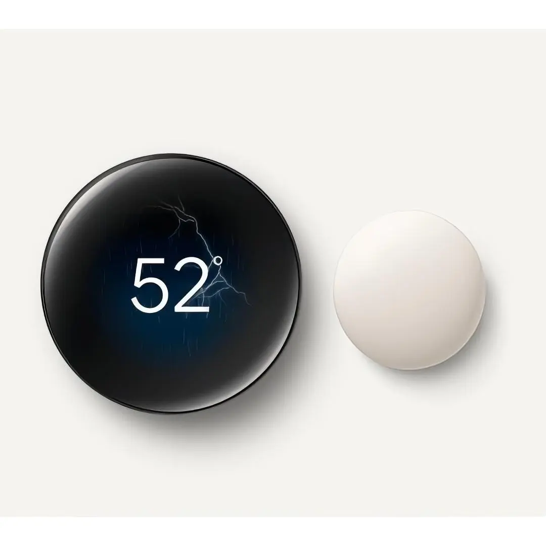 Google Nest 4th Generation Learning Thermostat with Temperature Sensor Smart Home Upgrade for Energy Savings and Remote Control