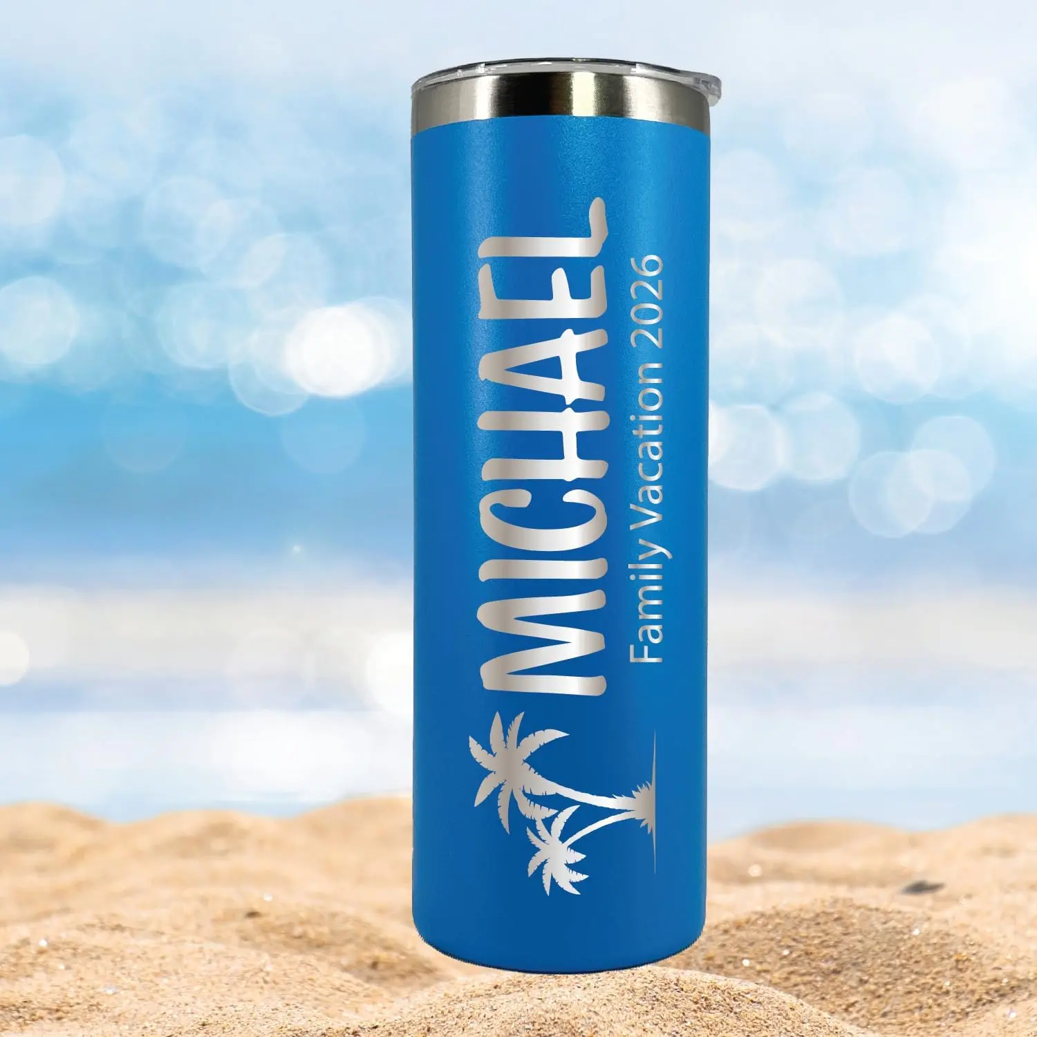 AVITO Personalized Beach Trip Tumbler - 20 oz Tumbler with Lid and Straw - Laser Engraved - Girl's Trip