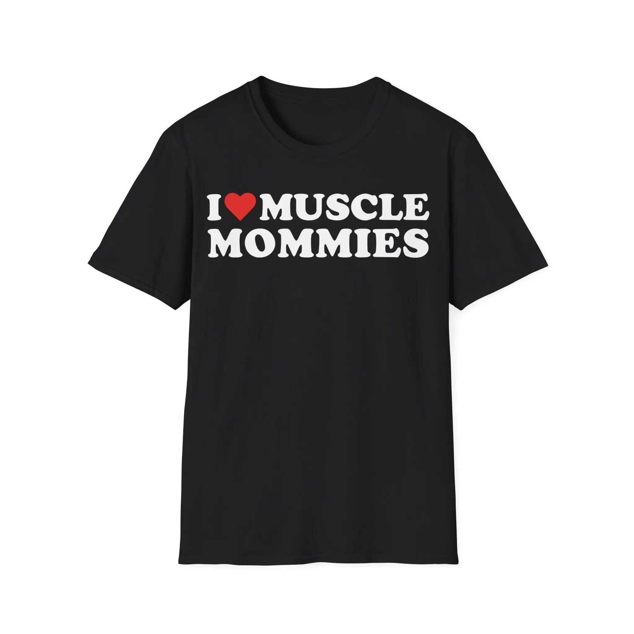 Men's Funny 'I Heart Muscle Mommies' Graphic T-Shirt - Comfy Breathable Classic Short-Sleeve Cotton Tee, Unisex Relaxed-Fitted Top for Gym, Plus Size, Tshirt, Casual, Menswear