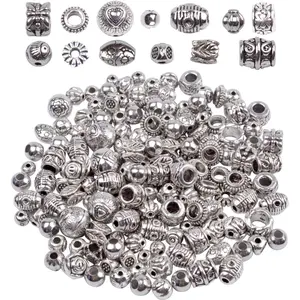 100g (About 130-180pcs) Antique Silver Round Small Beads Jewelry Bead Charm Spacers for Jewelry Making Bracelets Necklace