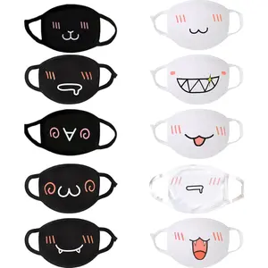 10 pieces of cute anime masks, reusable and washable masks, black and white 10 pieces of cute anime masks, reusable and washable masks, black and white