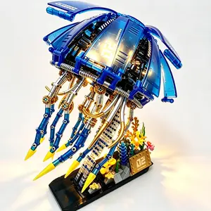 Jellyfish Building Set, Mechanical Jellyfish Blocks for Age 8+, Bionic Ocean Animals with LED Light, Movable Linkage Gears and Tentacles, Desk Decor, Creative Gifts, (1146PCS)