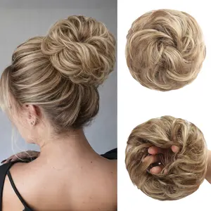Tousled Updo Messy Bun Hair Piece Hair Extension Ponytail with Elastic Rubber Band Updo Extensions Hairpiece Synthetic Hair Extensions Scrunchies Ponytail Hairpieces for Women