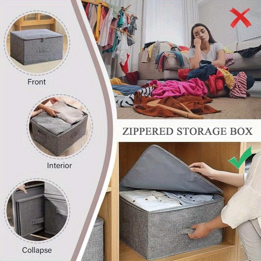 4-pack, extra-large foldable cation storage boxes, waterproof storage, sheet organizer, foldable storage and organizing boxes, suitable for wardrobes, bedrooms, kitchens, books, multifunctional storage and organizing boxes