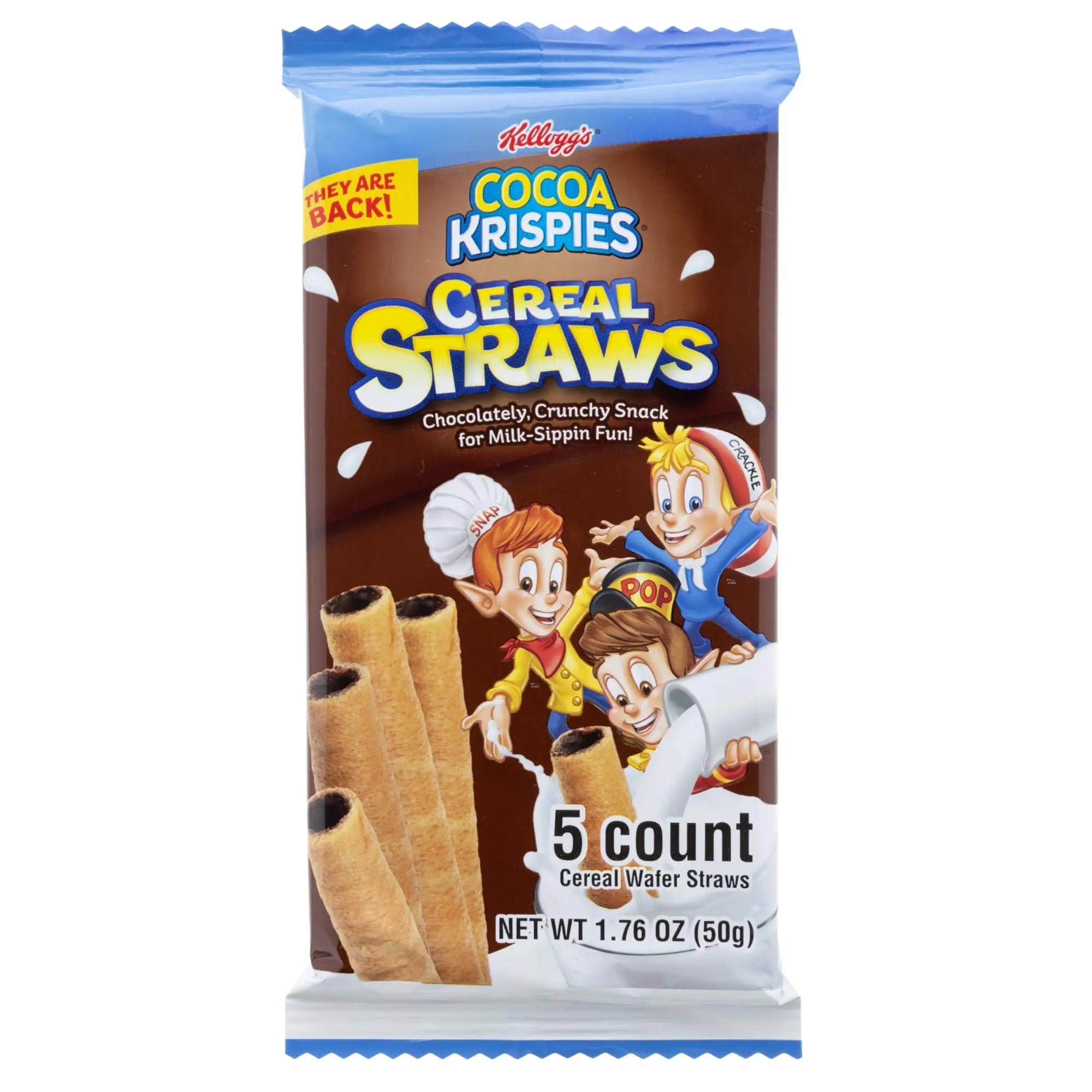 2024 Kellogg’s Cocoa Krispies Cereal Straws, Birthday Party Favors, Chocolate Edible Breakfast Straw, 5 Count, (3 Pack)
