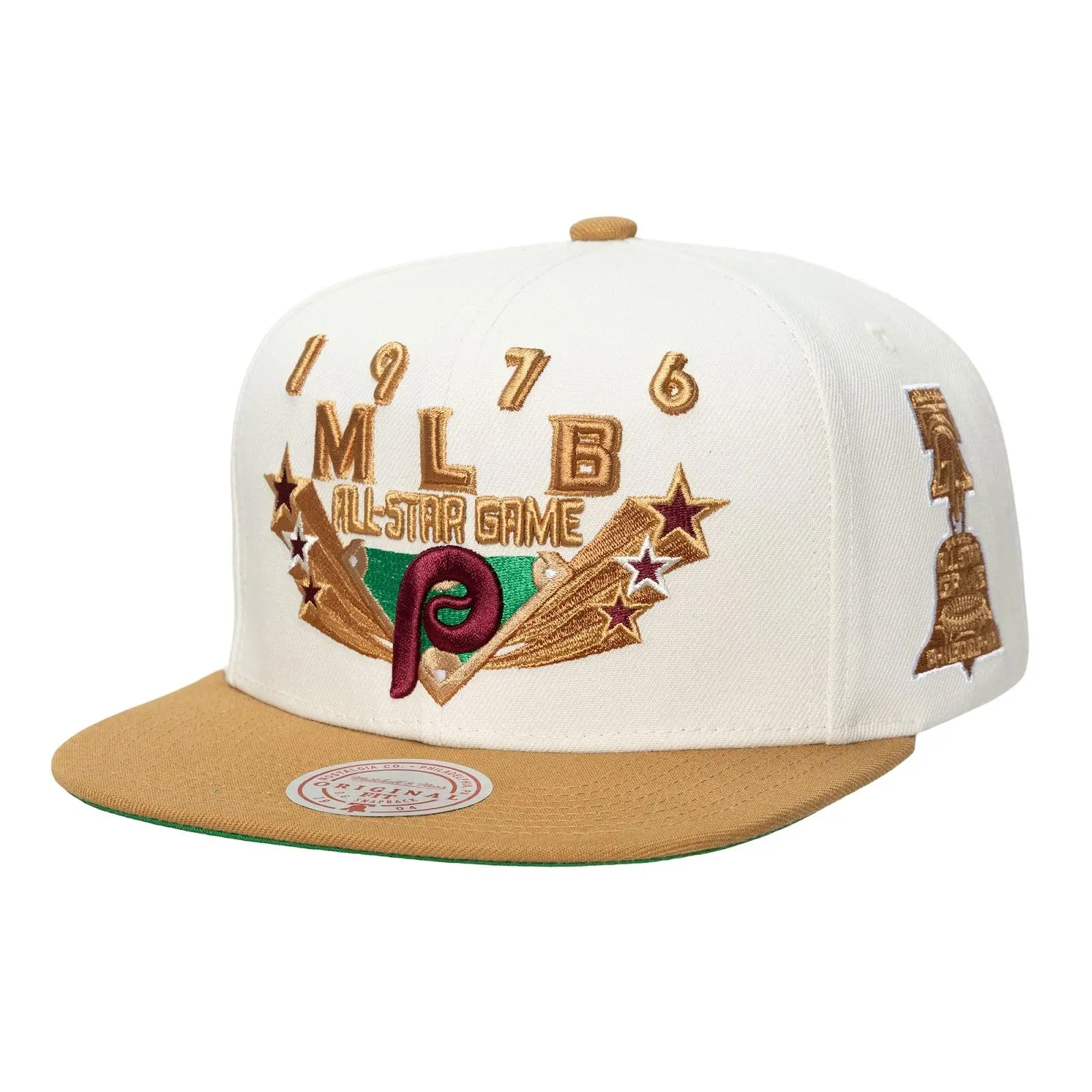 Philadelphia Phillies 1976 MLB All-Star Game White/Gold Cooperstown Two-Tone Snapback Hat Throwback Cap Adjustable Fan Gear Mitchell & Ness