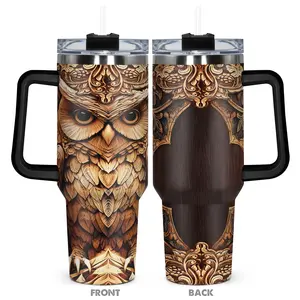 1pc, Gifts for Owl Lover 40oz Tumbler, Tumbler Reusable Cup, Insulated Water Bottle, Owl Print, Insulated and Durable, Gift for Any Occasion: Birthdays, Holidays for Family, Friends, Coworkers