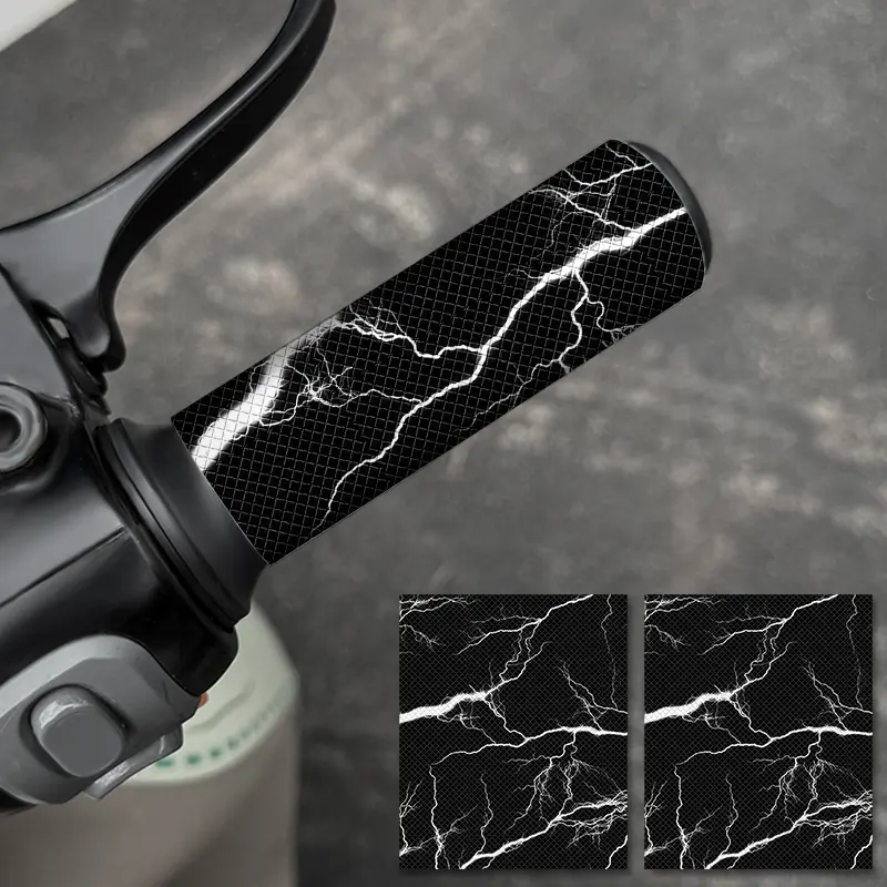 Motorcycle Head Grip Sticker, Lightning Pattern Design Graphic Decal Waterproof Durable Material Sticker, Non-Slip Sweat Creative DIY Motorcycle Sticker Accessories, Motorcycle Decoration, DIY Decals