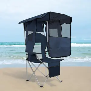 Camping Chair with Adjustable Shade Canopy, Portable Folding Chair for Adults, Heavy Duty Outdoor , Beach, Camping, Fishing - Phone & Cup Holder, Cooler Bag, Supports 330LBS
