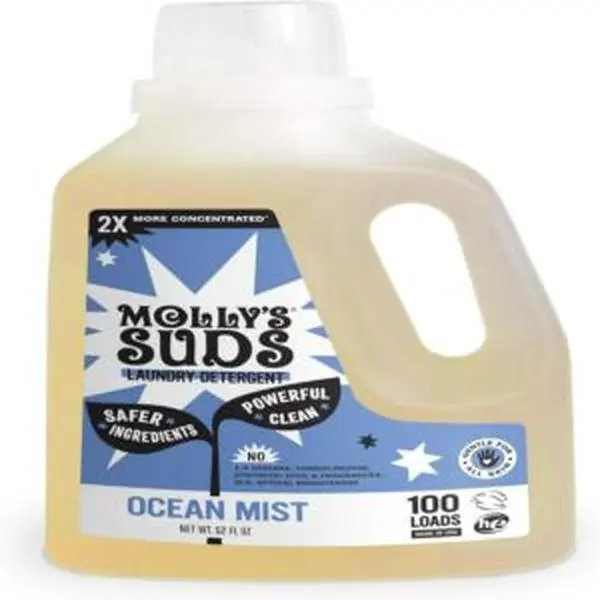 Liquid Laundry Detergent with Essential Oils & Measuring Cap - Cruelty-Free, Hypoallergenic, 2x Ultra Concentrated HE Compatible Plant-Based HE Formula, 52 oz, Ocean Mist Scent, for Sensitive Skin, 100 Loads, Eczema
