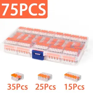 75pcs Electrical Quick Connectors, Lever Wire Nut Connector Kit, DIY Wire Connectors, 2/3/5 Port Push-In Terminals, Mini Fast Wire Connectors
