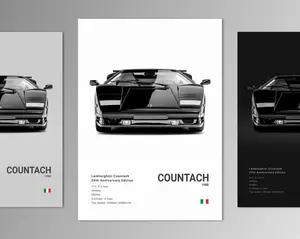 Lamborghini Countach 25th Anniversary Edition Poster Print | Wall Art | Car Photography