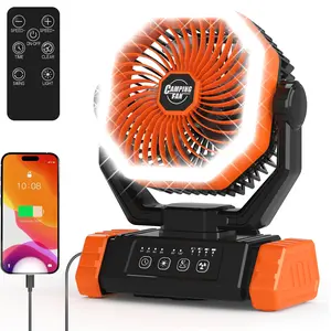 Rechargeable Portable Fan, 20000mah Battery, Auto Swing, Remote Control, LED Light, 4 Speeds, 4 Timers, Outdoor Use
