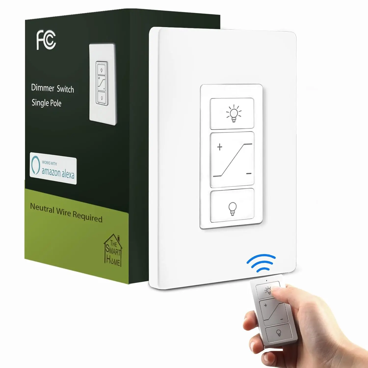Hummptom Dimmable Light Switch - Single Pole, 3-Way, 2.4G&5G Compatible, Voice-Controlled, Remote & App Control, Alexa-Enabled, for Living Room Indoor Use, Brightness Memory