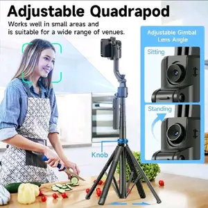 64 inches Automatic Face Tracking Tripod for Smartphones Extendable 3-In-1 Aluminum Alloy Bluetooth Selfie Stick 360° Rotatable with Wireless Remote Compatible with iPhone & Android Phones Black