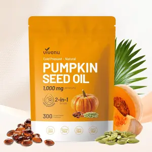 VivoNu Premium Softgels -Natural Pumpkin Seed Oil & SawPalmetto 1000mg High Plant Esters 300 Capsules ColdPressed Formula Soy Gluten Free